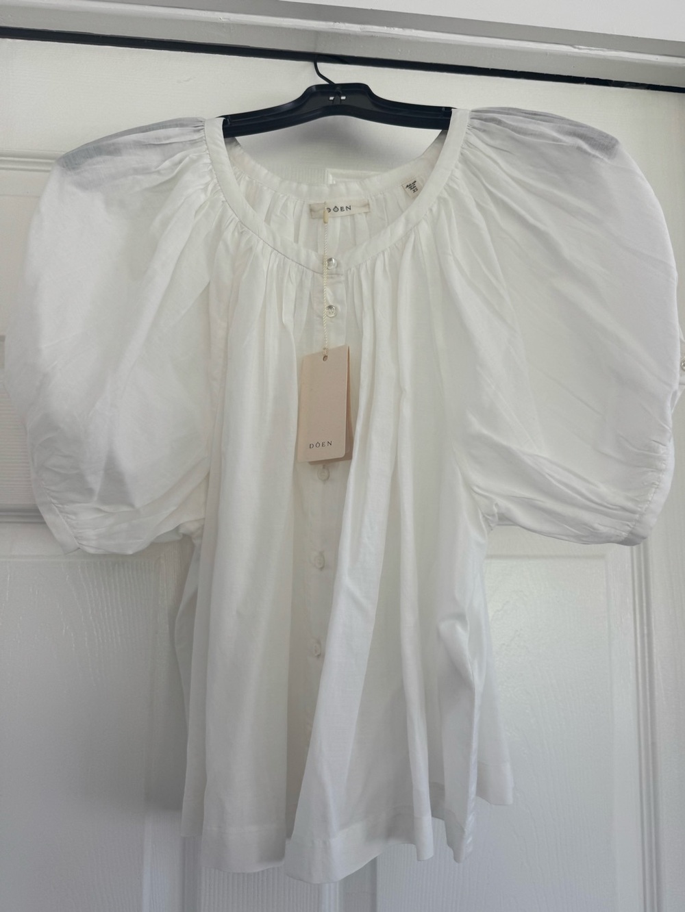 NWT DÔEN June Top Salt White XS Puff Sleeve Organic Cotton
